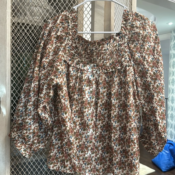 DOEN square neck floral blouse size Small - Picture 1 of 6